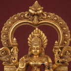 Brass Tirupati Balaji & Padmavathi Statue Pair | Venkateshwara & Goddess Lakshmi Idol | Antique Gold South Indian Temple Decor