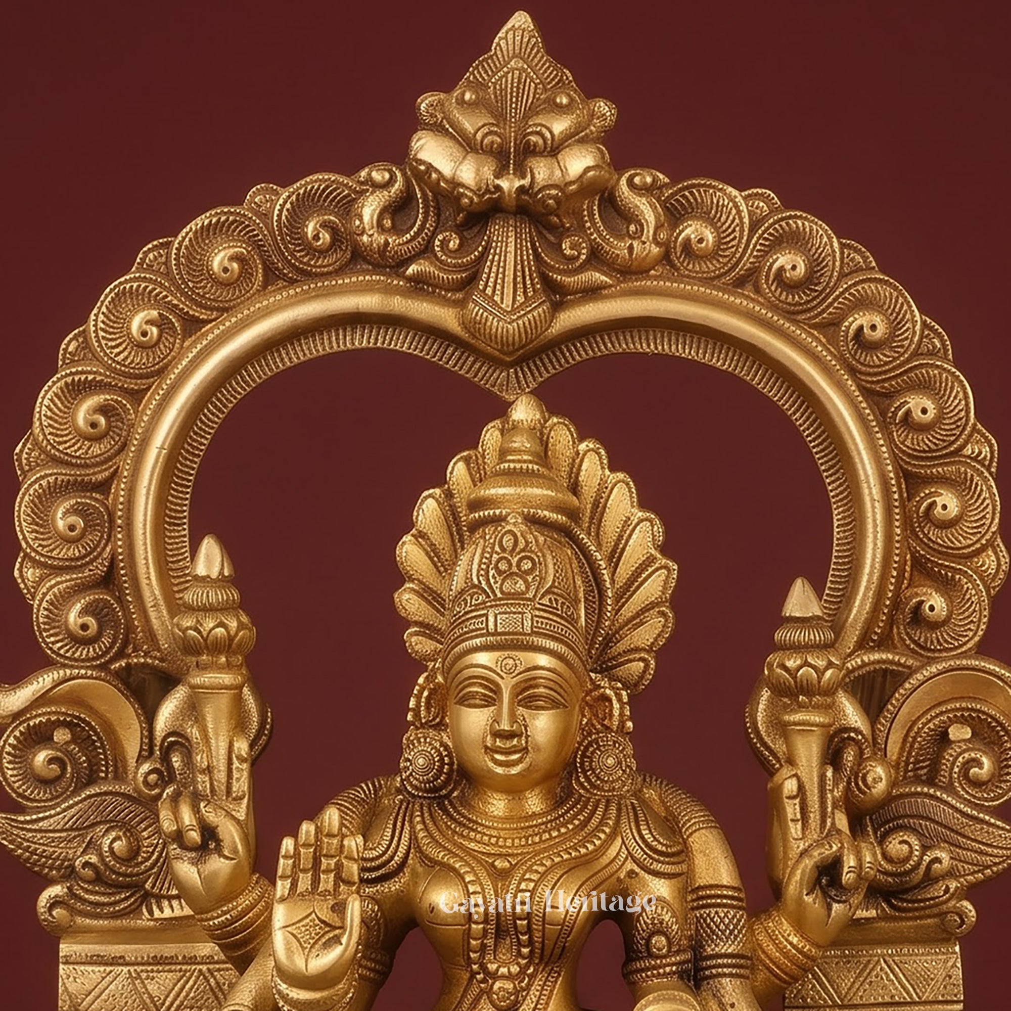 Brass Tirupati Balaji & Padmavathi Statue Pair | Venkateshwara & Goddess Lakshmi Idol | Antique Gold South Indian Temple Decor