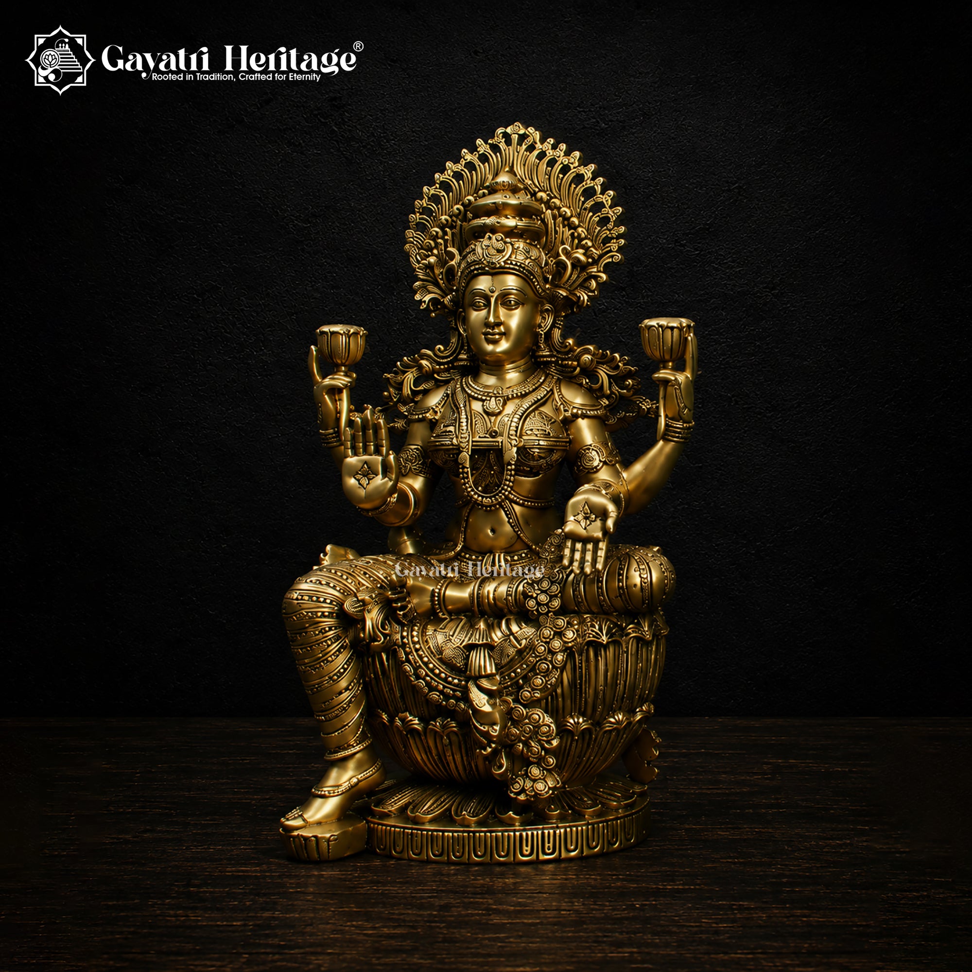Large Lakshmi Ganesha Saraswati Brass Statue Set | Hindu God & Goddess Idol Trio