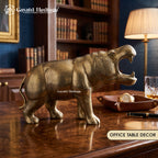 Brass Hippo Statue – Vintage Roaring Hippopotamus Figurine Gayatri Heritage