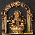 Ashtalakshmi Brass Wall Plaques Set of 8 | 3D Lotus Goddess Lakshmi Sculptures | South Indian Temple Art Decor