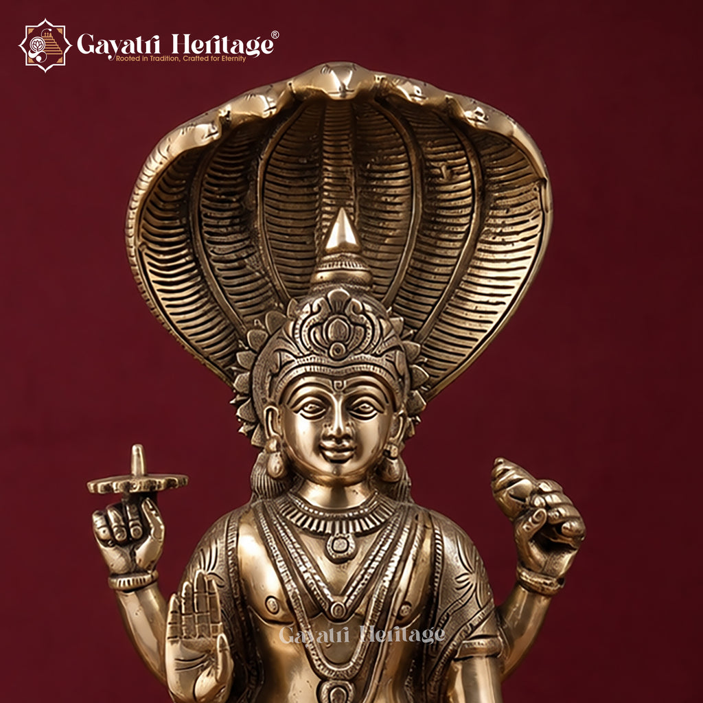 Brass Vishnu Lakshmi Standing Statue | Antique Gold Lakshmi Narayan Idol | Divine Couple Sculpture | Hindu Pooja Room &amp; Wedding Decor&nbsp;