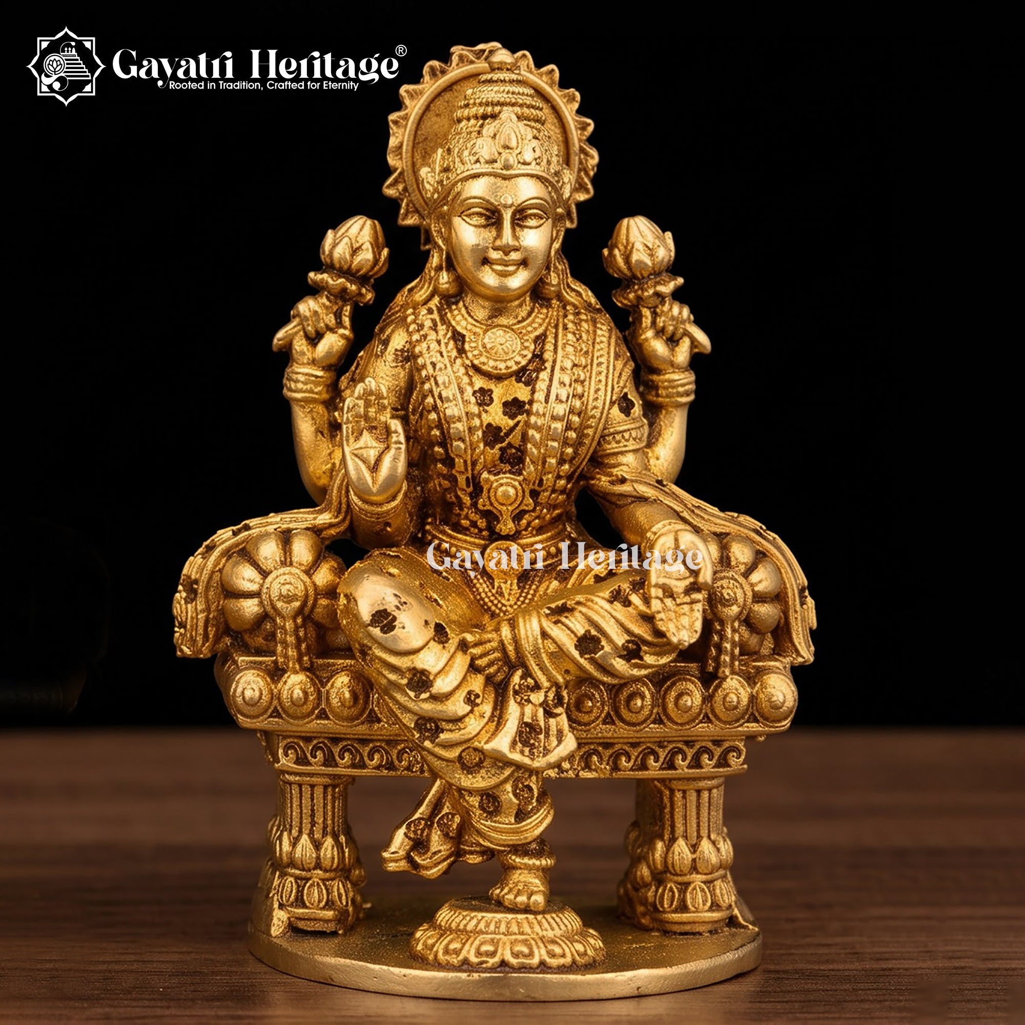 Brass Laxmi Ganesh Idol | Lakshmi Ganesh Murti | Handcrafted Hindu God Goddess Statue | Home Temple Pooja Decor | Diwali Gift