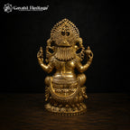 Large Lakshmi Ganesha Saraswati Brass Statue Set | Hindu God & Goddess Idol Trio