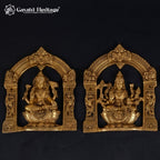 Solid Brass Ashtalakshmi Panel Set of 8 | Carved Temple Arch Goddess Plaques | Pooja Room Wall Decor