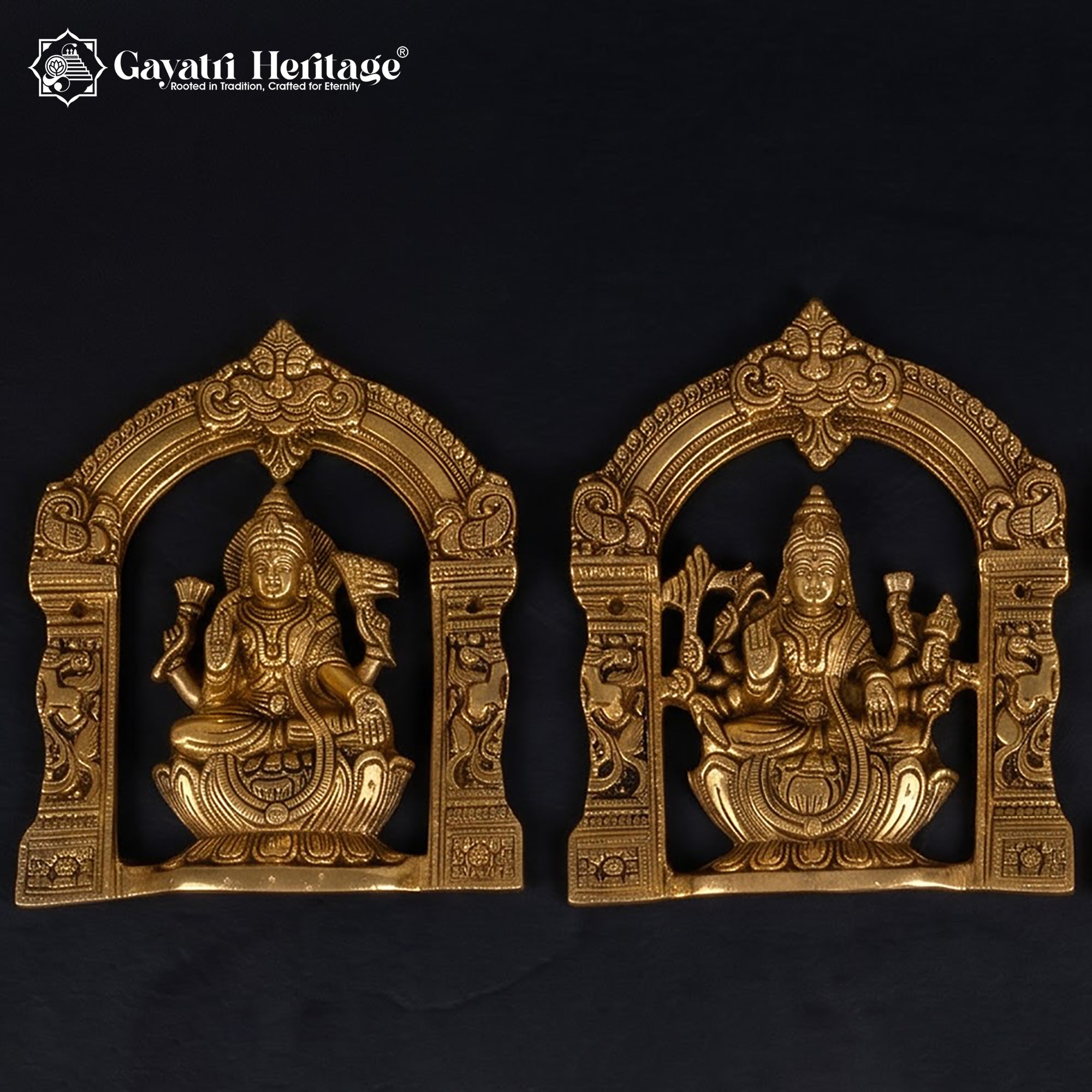 Solid Brass Ashtalakshmi Panel Set of 8 | Carved Temple Arch Goddess Plaques | Pooja Room Wall Decor