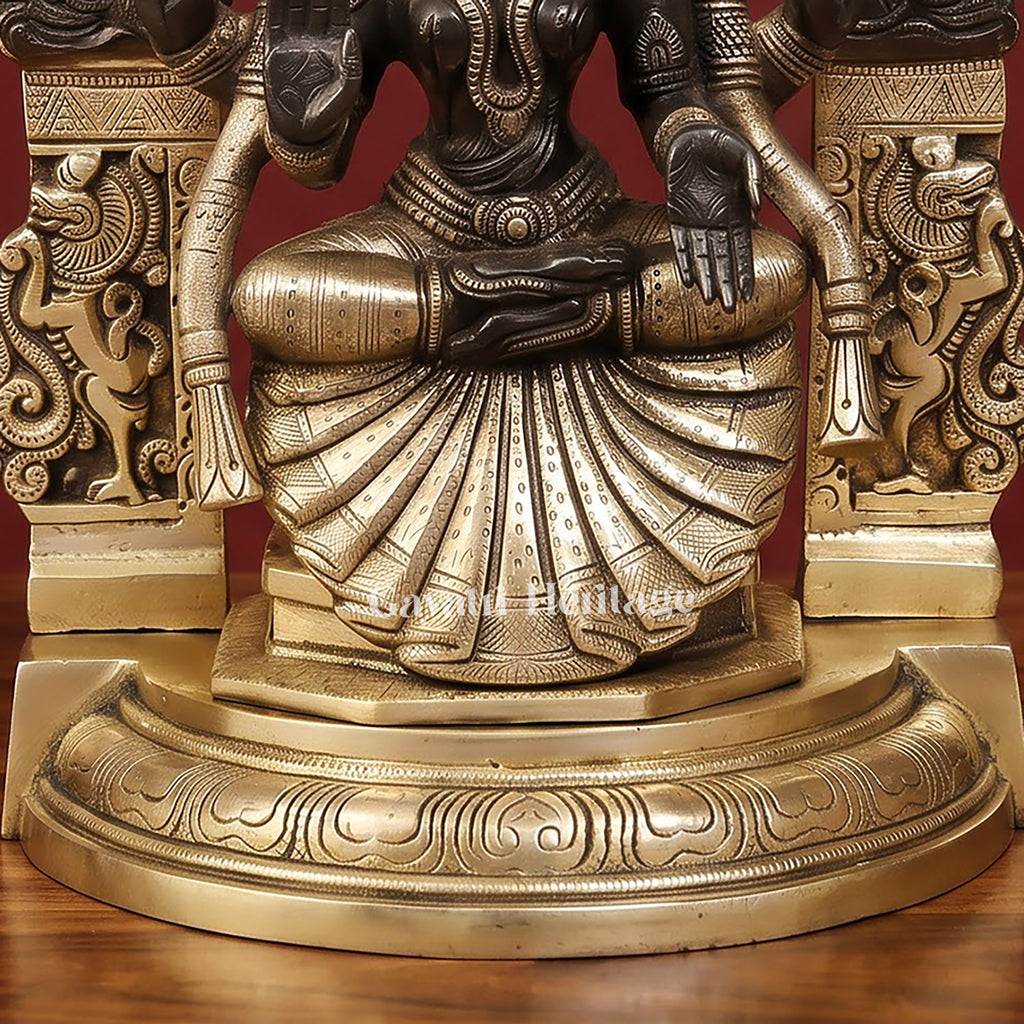 Brass Balaji Padmavathi With Frame | Black And Gold Finish | Venkateshwara & Lakshmi Idol South Indian Temple Decor