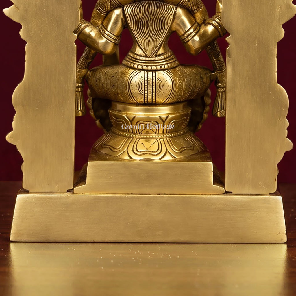 Brass Padmavathi Thayar Idol with Prabhavali Arch | Antique Gold Goddess Lakshmi Statue | South Indian Temple Decor