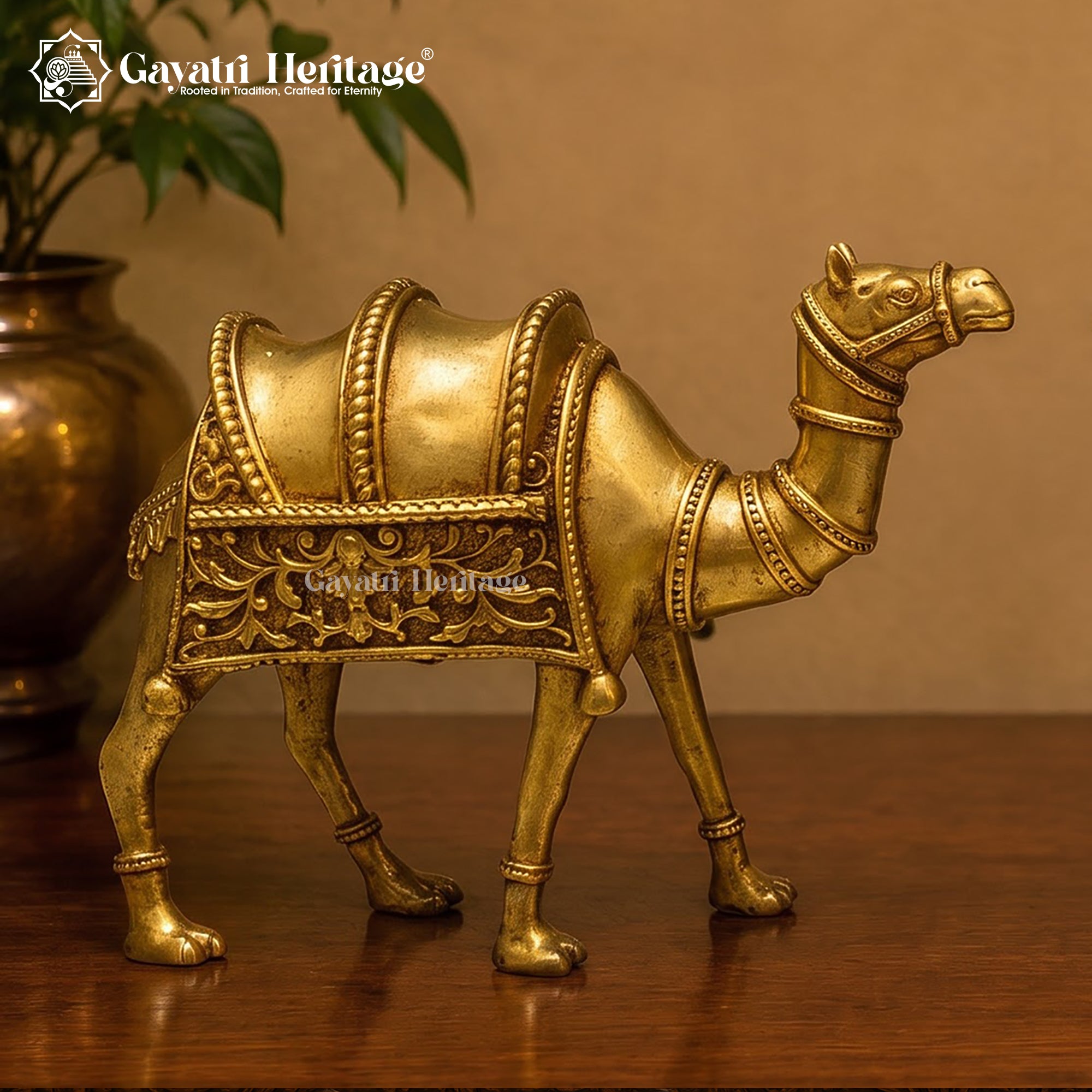 Brass Camel Statues Set | Vintage Desert Animal Decor | Handcrafted Indian Brass Art | Home & Office Showpiece