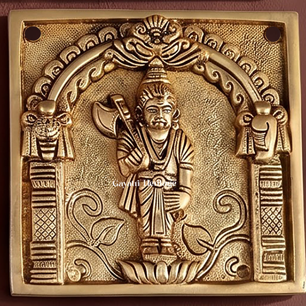 Brass Vishnu Dashavatar Wall Hanging Plate | Handcrafted Engraved Round Brass Wall Decor