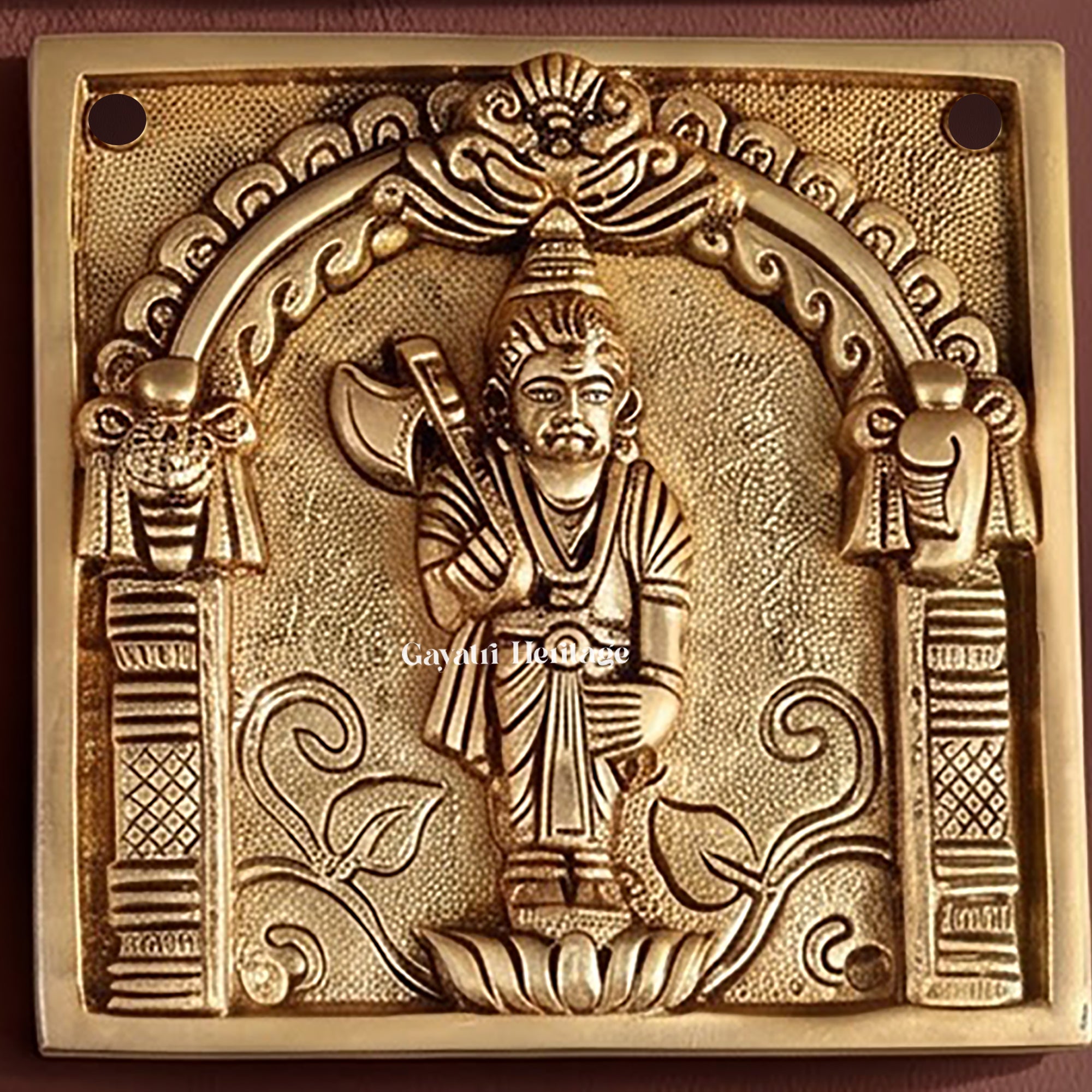 Brass Vishnu Dashavatar Wall Hanging Plate | Handcrafted Engraved Round Brass Wall Decor