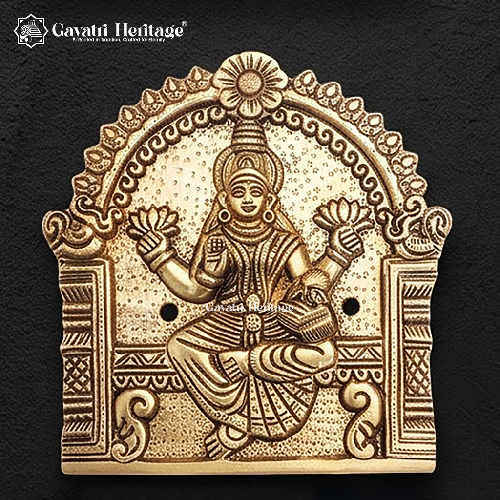 Brass Ashtalakshmi Wall Plaques Set of 8 | Goddess Lakshmi Wall Hanging | Antique Gold Pooja Room Temple Decor