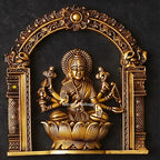 Ashtalakshmi Brass Wall Plaques Set of 8 | 3D Lotus Goddess Lakshmi Sculptures | South Indian Temple Art Decor