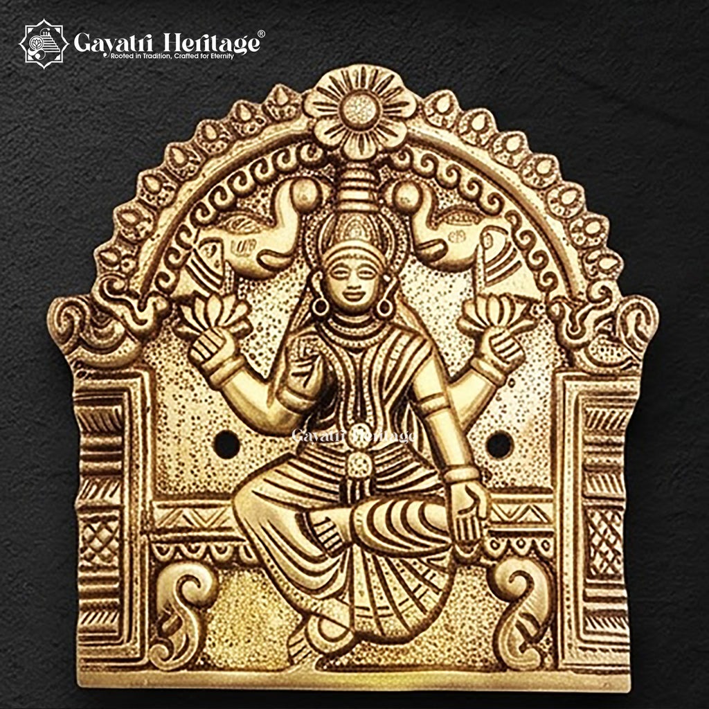 Brass Ashtalakshmi Wall Plaques Set of 8 | Goddess Lakshmi Wall Hanging | Antique Gold Pooja Room Temple Decor