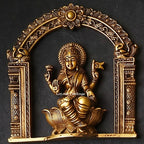Ashtalakshmi Brass Wall Plaques Set of 8 | 3D Lotus Goddess Lakshmi Sculptures | South Indian Temple Art Decor