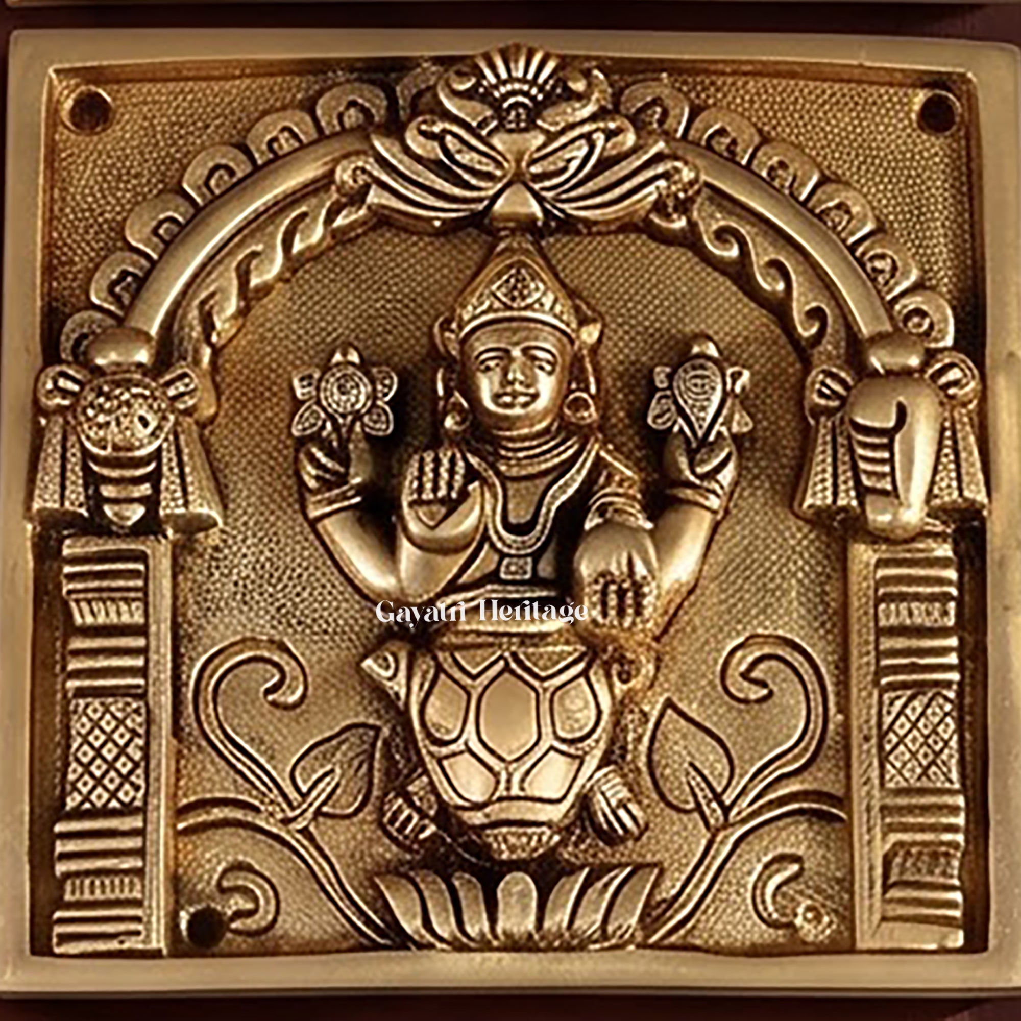 Brass Vishnu Dashavatar Wall Hanging Plate | Handcrafted Engraved Round Brass Wall Decor