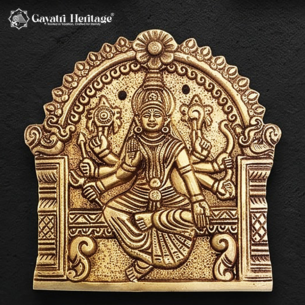 Brass Ashtalakshmi Wall Plaques Set of 8 | Goddess Lakshmi Wall Hanging | Antique Gold Pooja Room Temple Decor