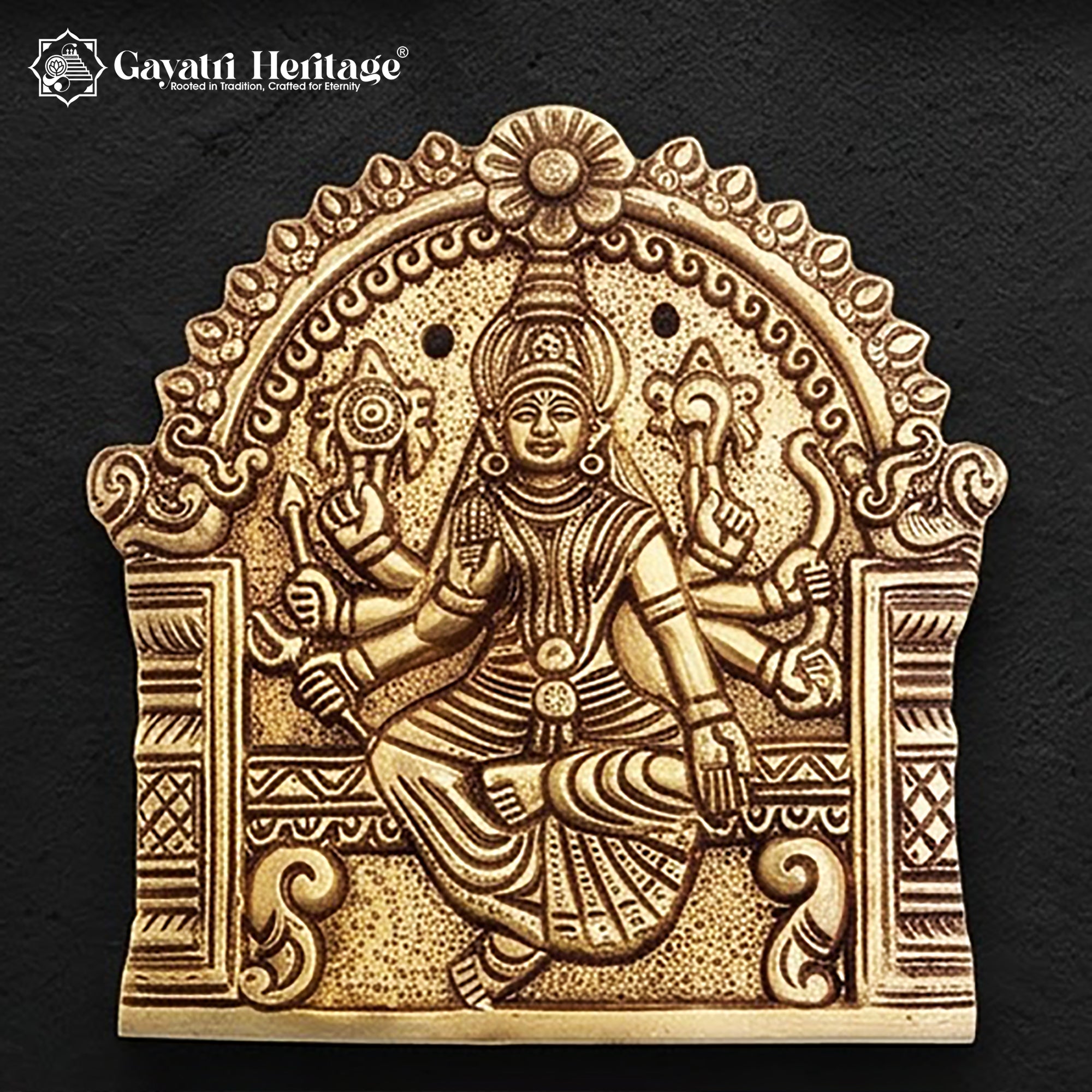 Brass Ashtalakshmi Wall Plaques Set of 8 | Goddess Lakshmi Wall Hanging | Antique Gold Pooja Room Temple Decor