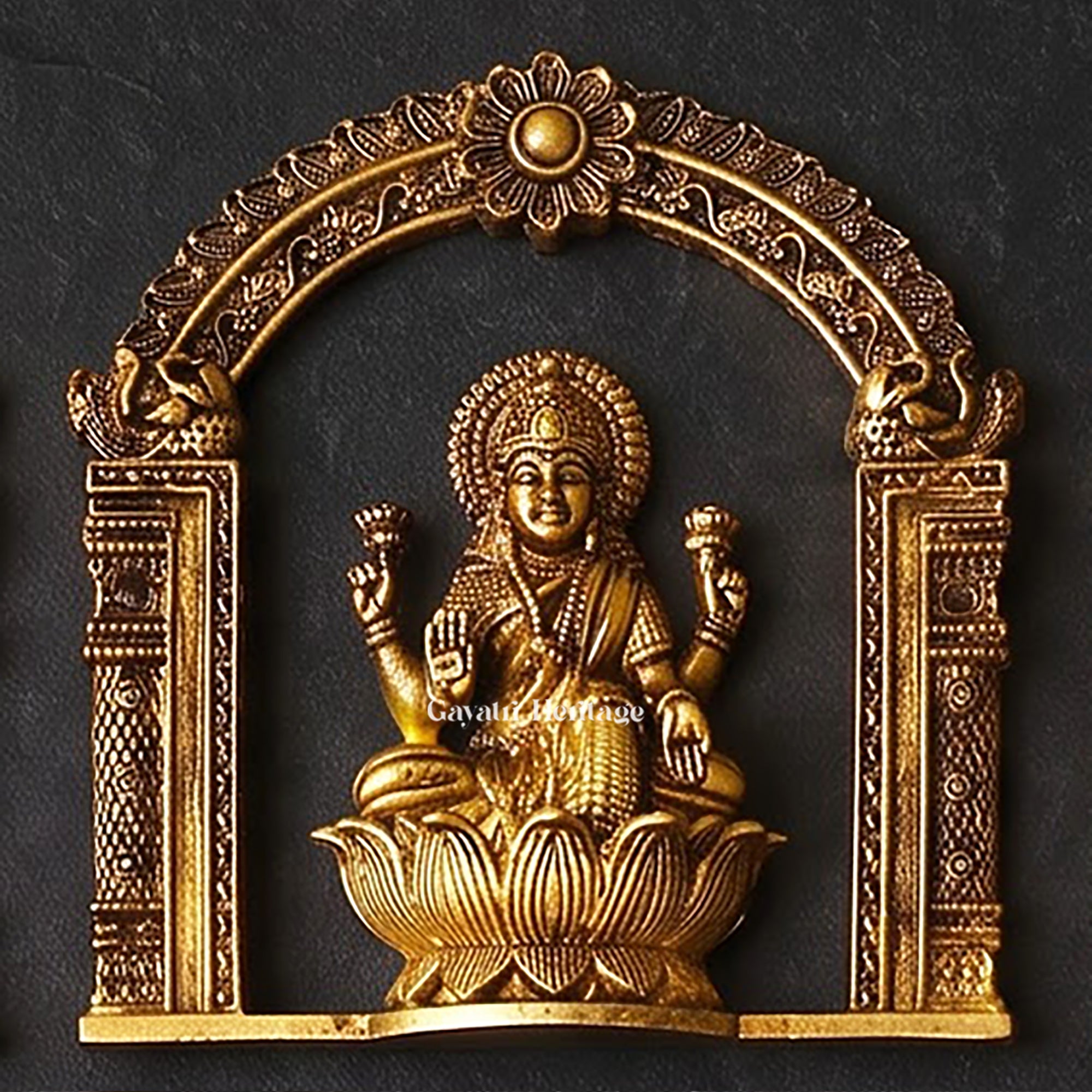 Ashtalakshmi Brass Wall Plaques Set of 8 | 3D Lotus Goddess Lakshmi Sculptures | South Indian Temple Art Decor