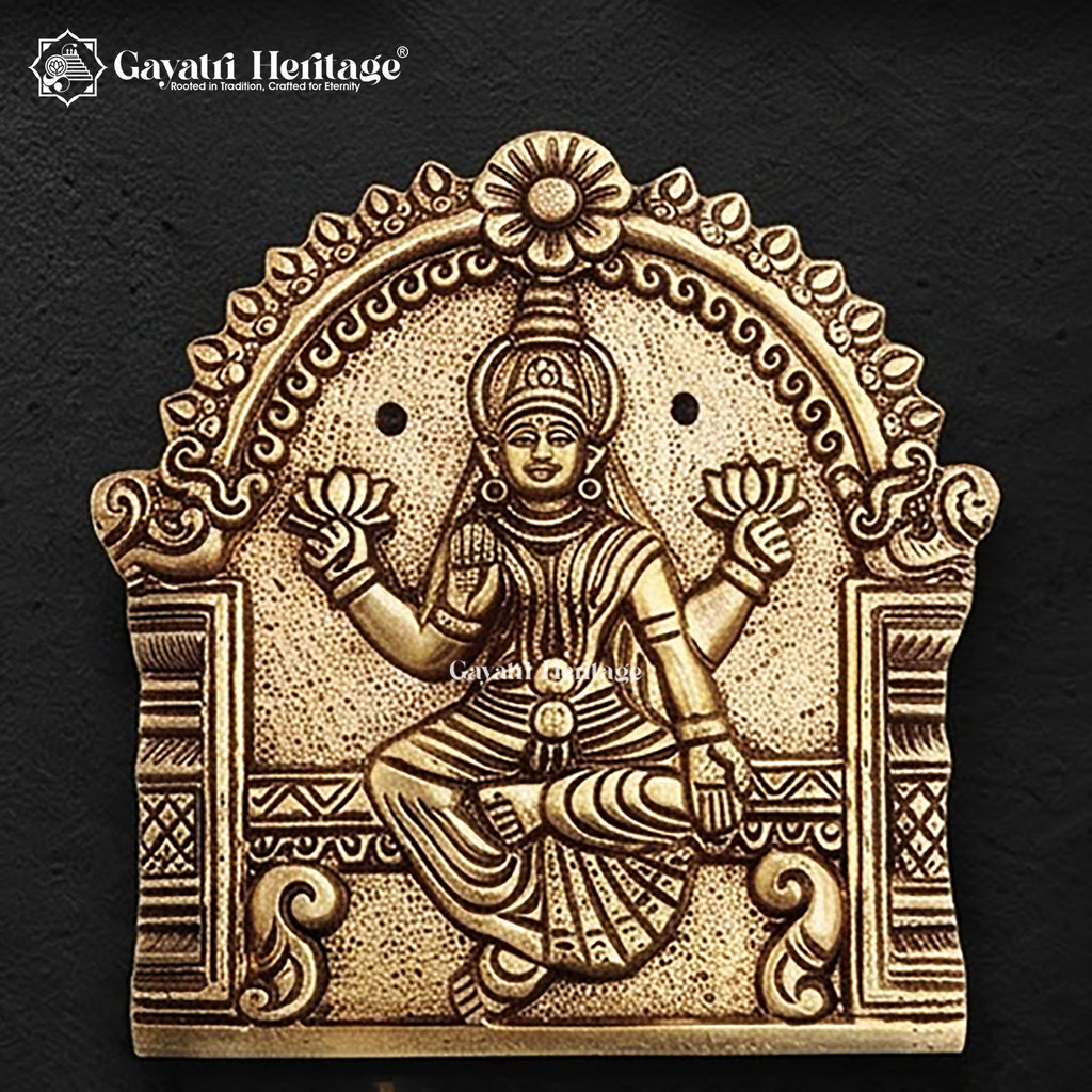 Brass Ashtalakshmi Wall Plaques Set of 8 | Goddess Lakshmi Wall Hanging | Antique Gold Pooja Room Temple Decor