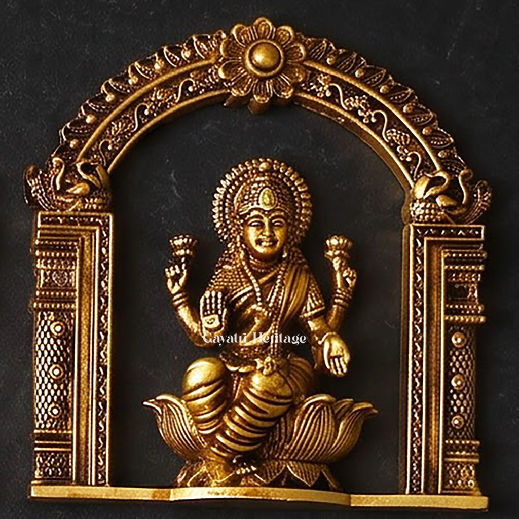 Ashtalakshmi Brass Wall Plaques Set of 8 | 3D Lotus Goddess Lakshmi Sculptures | South Indian Temple Art Decor
