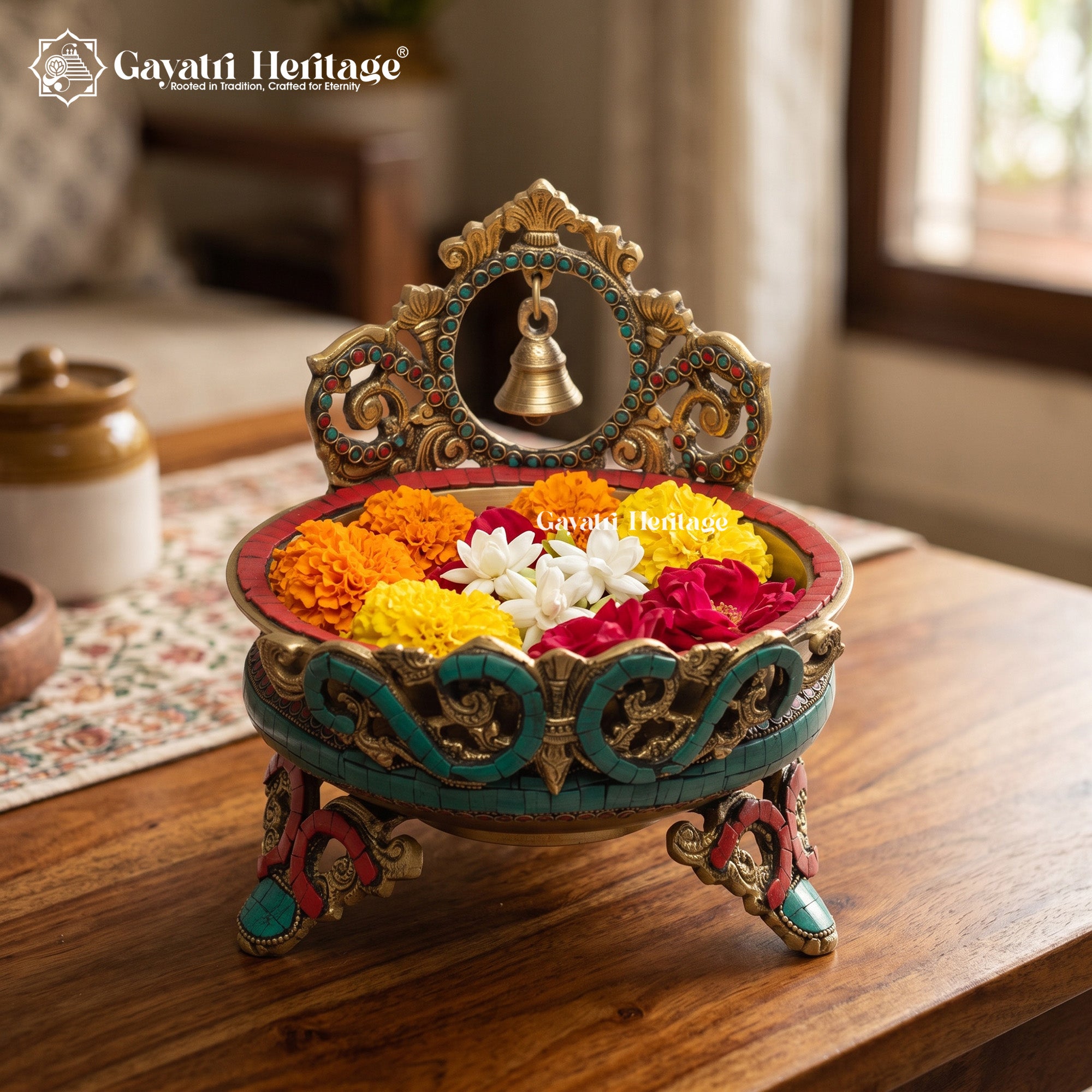Brass Bell Urli/Bowl Showpiece – Elegant Décor for Divine Vibes | Gayatri Heritage