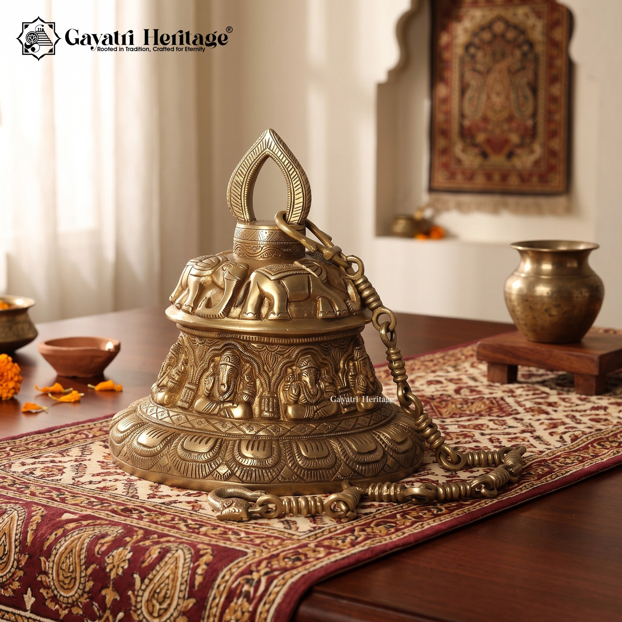 Brass Astha Ganesha Bell – Sacred Sound of Blessings | Gayatri Heritage