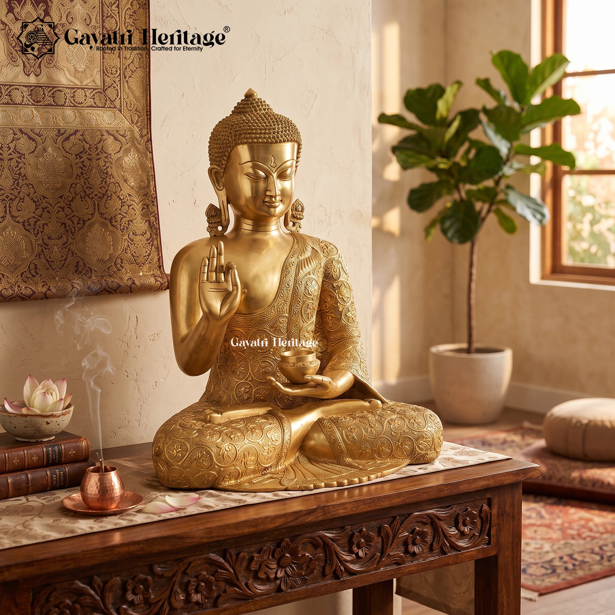 Brass Buddha Idol – Superfine Finish for Peaceful Decor