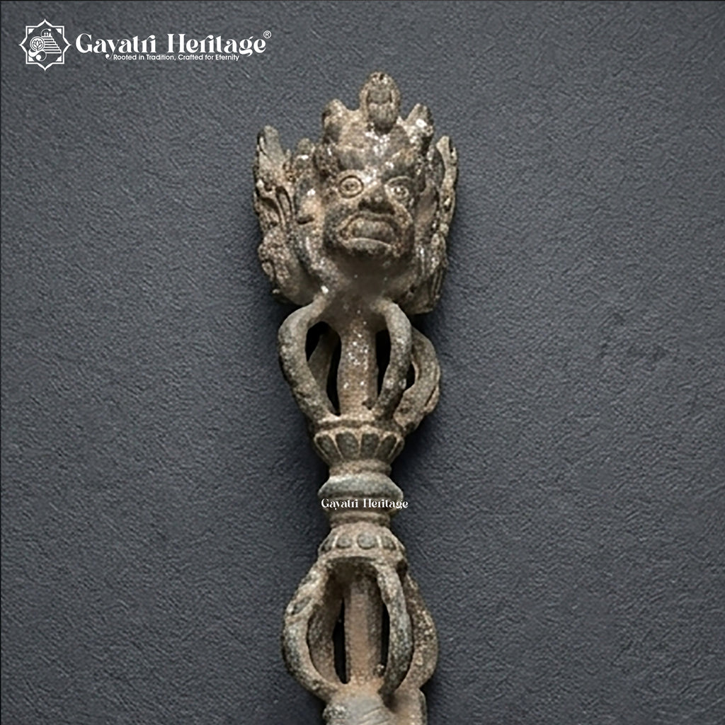 Antique Tibetan Phurba Ritual Dagger | 100+ Year Old Bronze | Wrathful Deity Face | Rare Ceremonial Collectible