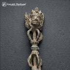 Antique Tibetan Phurba Ritual Dagger | 100+ Year Old Bronze | Wrathful Deity Face | Rare Ceremonial Collectible