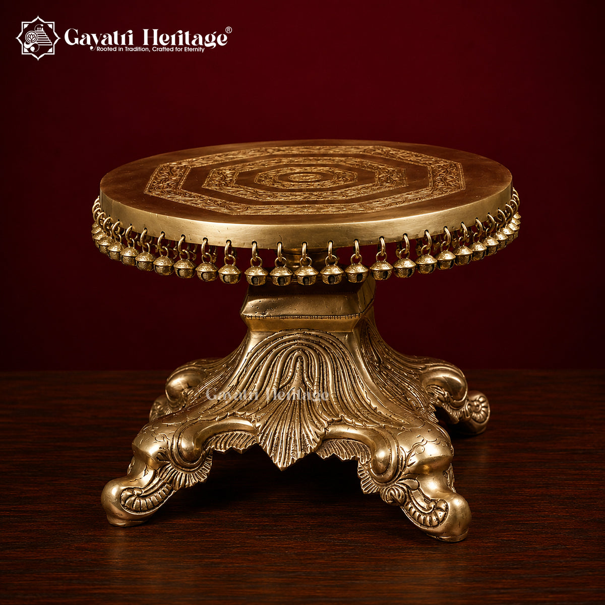 Brass Chowki Stand – Sturdy Puja Pedestal | Gayatri Heritage