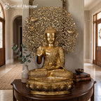 Brass Buddha Statue in Vitarpa Mudra – Symbol of Peace | Gayatri Heritage