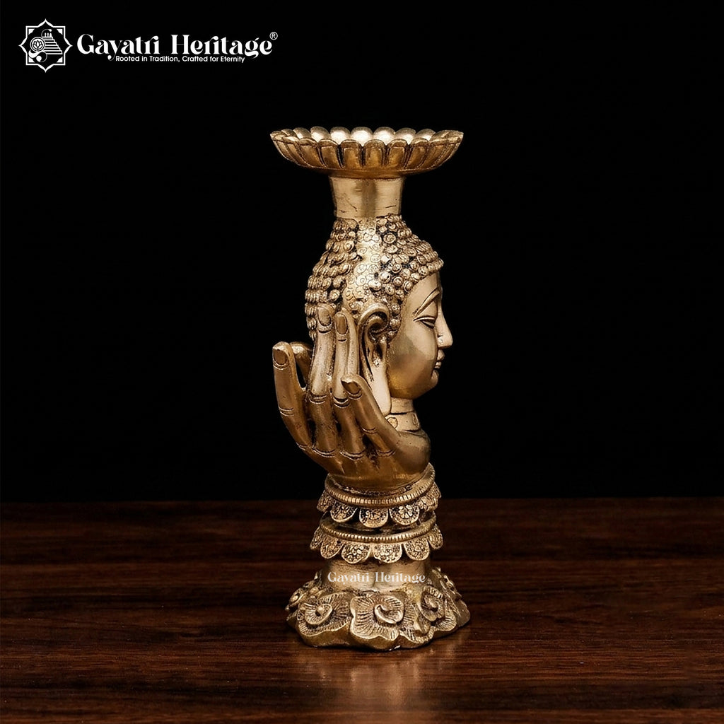 Brass Buddha Candle Stand – Peace & Tranquility | Gayatri Heritage