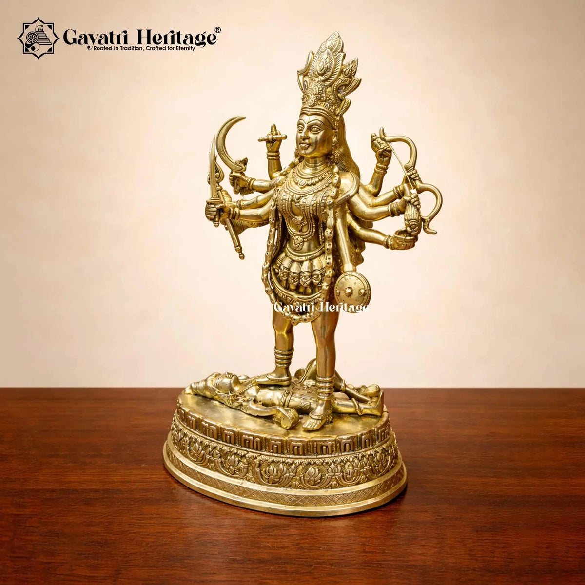 Brass Kali Mata Idol | Handcrafted Hindu Goddess Statue, Home Temple Decor