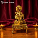 Brass Hanuman Idol | Seated Gada Murti | Handcrafted Bajrangbali Statue | Lord Hanuman Pooja Mandir Decor