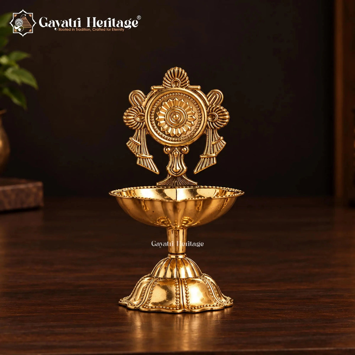 Brass Shankh Chakra Diya Pair | Vishnu Deepam Oil Lamp Set of 2 | Pooja Room & Temple Decor