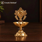 Brass Shankh Chakra Diya Pair | Vishnu Deepam Oil Lamp Set of 2 | Pooja Room & Temple Decor