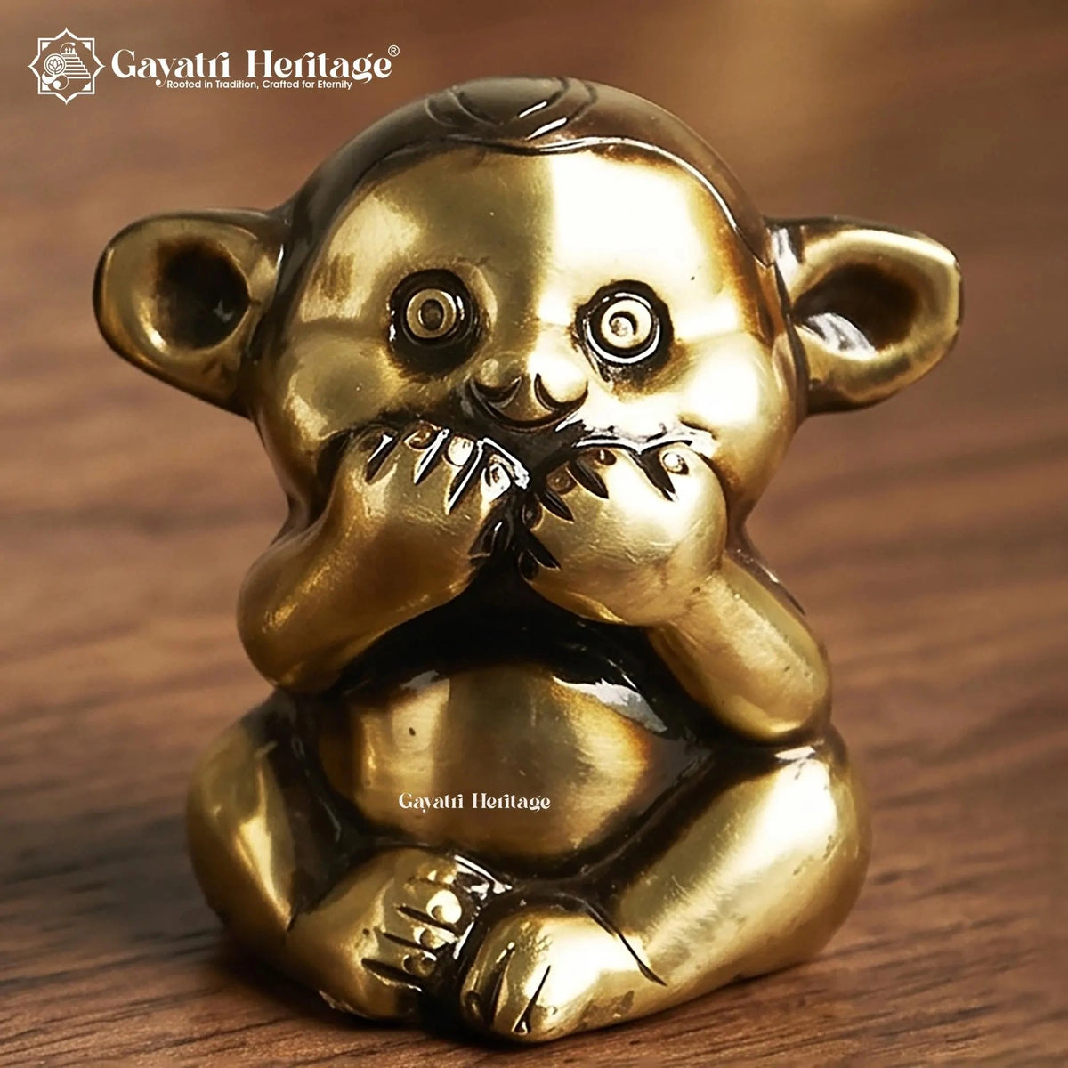 Brass Three Wise Monkeys Figurines, See No Evil Hear No Evil Speak No Evil Statue Set, Traditional Brass Home Decor & Gift