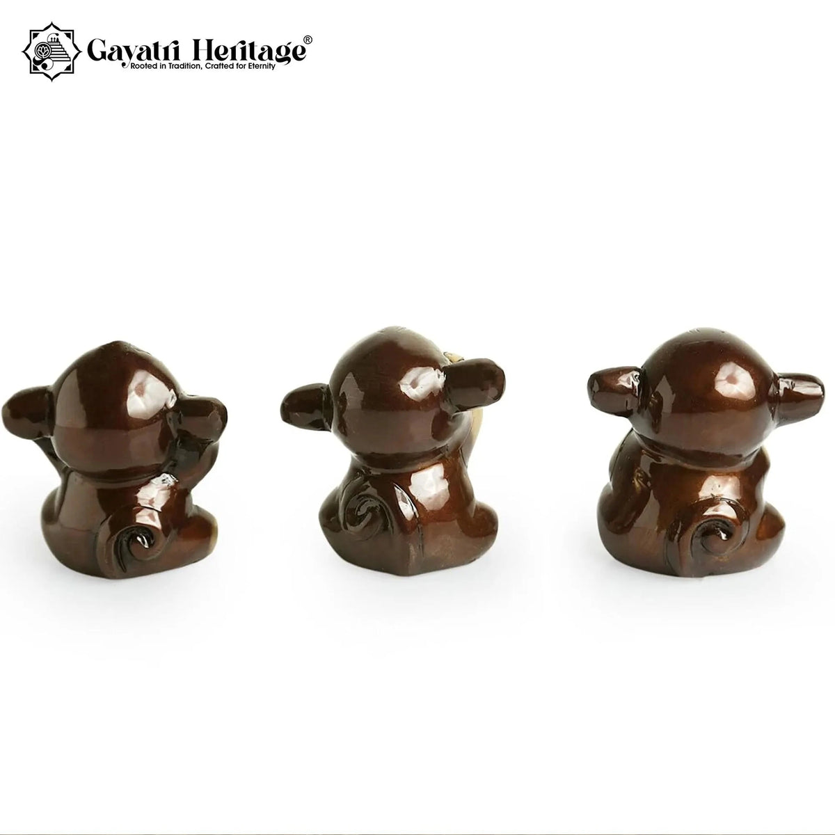 Brass Three Wise Monkeys Figurines, See No Evil Hear No Evil Speak No Evil Statue Set, Traditional Brass Home Decor & Gift