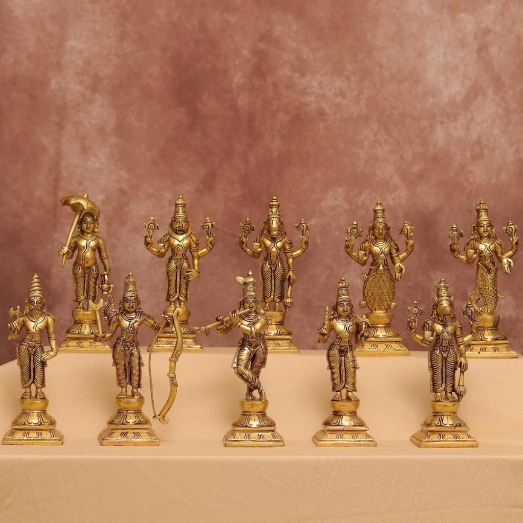 Brass Dashavataram Set – 6" Vishnu Avatars Idols | Gayatri Heritage