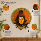 Brass Hanuman Wall Hanging – Multicolor Bajrangbali Face Sculpture | 26 Inch