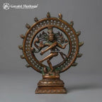 Antique Brass Nataraja Statue – Hand-Pierced Ring Design | Warm Bronze Finish