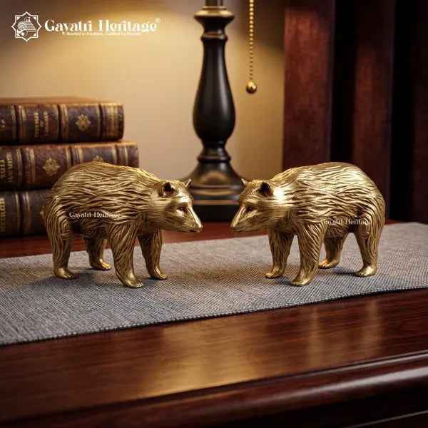 Bear Statue Set of 2 | Animal Figurines | Vintage Bear Sculpture | Home & Office Decor | Decorative Showpiece Gift