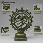 Vintage Brass Nataraja Idol – Aged Green Finish | Lattice Flame Dancing Shiva Sculpture
