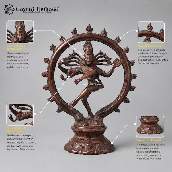 Vintage Brass Nataraja Statue – Old Finish Dancing Shiva Idol | Handcrafted Hindu Sculpture