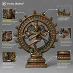 Brass Nataraja Statue – Twin Ring Cutwork Design with Aged Copper Green Patina