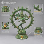 Brass Nataraja Statue – Old Dancing Shiva Sculpture with Green Patina Finish
