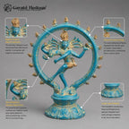 Brass Nataraja Statue – Turquoise Blue & Gold Finish | Vintage Indian Dancing Shiva Sculpture