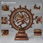 Brass Nataraja Idol – Wine Red Finish with Pierced Lattice Design