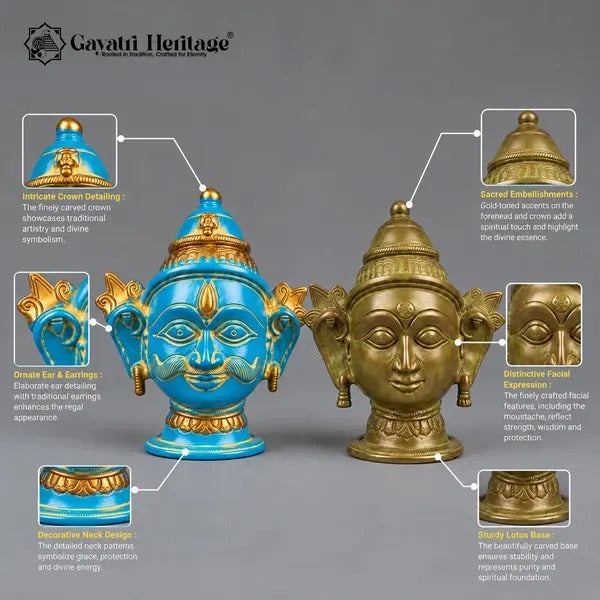 Vintage Style Shiva Parvati Mukha Statue Set – view 2 of 5